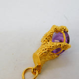 9ct Yellow Gold Amethyst Set Eagle Claw Charm Pendant Vintage 1966 London