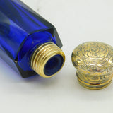 19th Century Sterling Silver Gilt Cobalt Blue Glass Double-Ended Scent Bottle Antique