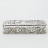 Victorian Sterling Silver Repousse Trinket Box 1899 Birmingham Antique