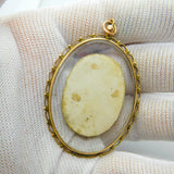 Large Victorian 9ct Yellow Gold Mourning Hair Locket Pendant Antique c1880