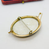 Victorian 9ct Yellow Gold Painted Porcelain Young Man Set Brooch Antique c1890