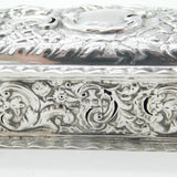 Victorian Sterling Silver Repousse Trinket Box 1899 Birmingham Antique