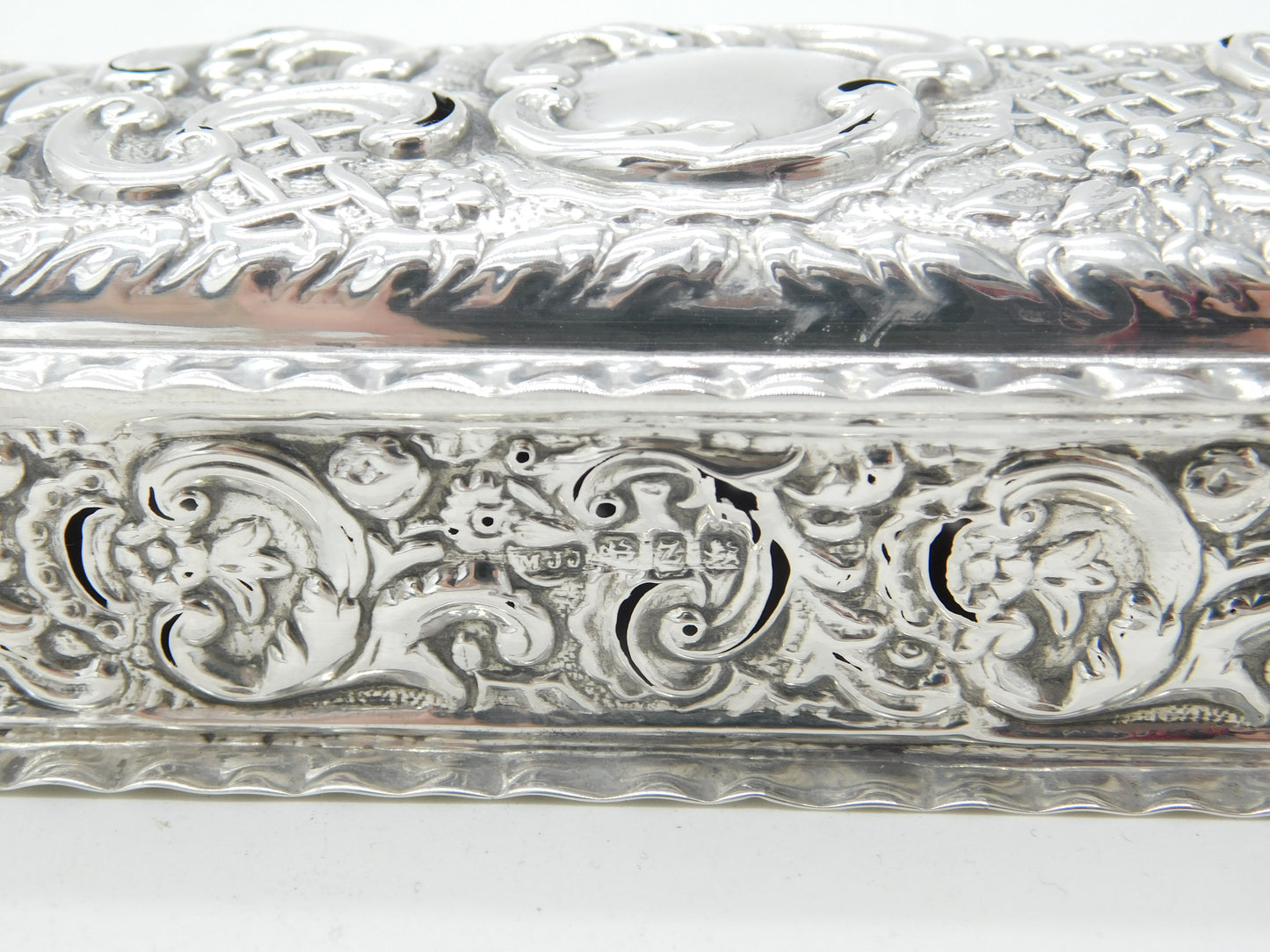 Victorian Sterling Silver Repousse Trinket Box 1899 Birmingham Antique