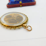 Large Victorian 9ct Yellow Gold Mourning Hair Locket Pendant Antique c1880