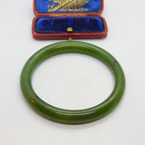 Hand Carved Green Jade Cuff Bangle Bracelet Antique c1920 Art Deco