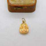 Egyptian 9ct Yellow Gold Pharaoh Tutankhamun Charm Pendant Vintage c1970