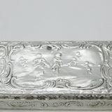 Victorian Sterling Silver Romantic Nouveau Scene Trinket Box 1896 Sheffield