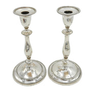 George III Pair Old Sheffield Silver Plated Crested Candlesticks Antique c1820