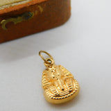 Egyptian 9ct Yellow Gold Pharaoh Tutankhamun Charm Pendant Vintage c1970