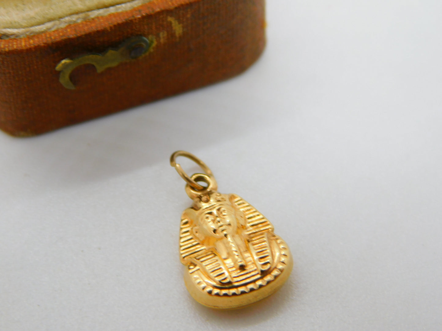 Egyptian 9ct Yellow Gold Pharaoh Tutankhamun Charm Pendant Vintage c1970