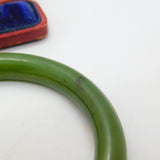 Hand Carved Green Jade Cuff Bangle Bracelet Antique c1920 Art Deco