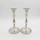 George III Pair Old Sheffield Silver Plated Crested Candlesticks Antique c1820