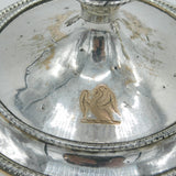 George III Pair Old Sheffield Silver Plated Crested Candlesticks Antique c1820