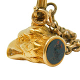 Victorian 18ct Gold Eagle's Head & Bloodstone Crest Watch Key Fob Antique