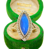 9ct Gold, Sterling Silver, Butterfly Wing & Marcasite Dress Ring Antique Deco