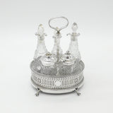 Victorian Large Sterling Silver Glass Complete Cruet Set 1859 Sheffield Antique