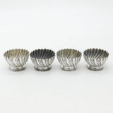 Set of Four Sterling Silver Swirl Pattern Salt Cellars 1897 London Victorian