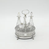 Victorian Large Sterling Silver Glass Complete Cruet Set 1859 Sheffield Antique