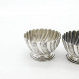 Set of Four Sterling Silver Swirl Pattern Salt Cellars 1897 London Victorian