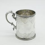 Victorian Sterling Silver Floral Pattern Christening Mug Antique 1866 London