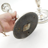 George III Pair Old Sheffield Silver Plated Crested Candlesticks Antique c1820