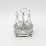 Victorian Large Sterling Silver Glass Complete Cruet Set 1859 Sheffield Antique