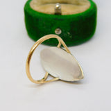 9ct Gold, Sterling Silver, Butterfly Wing & Marcasite Dress Ring Antique Deco