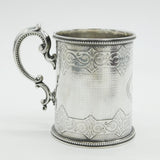 Victorian Sterling Silver Floral Pattern Christening Mug Antique 1866 London
