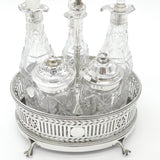 Victorian Large Sterling Silver Glass Complete Cruet Set 1859 Sheffield Antique