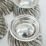 Set of Four Sterling Silver Swirl Pattern Salt Cellars 1897 London Victorian