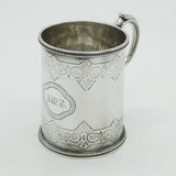 Victorian Sterling Silver Floral Pattern Christening Mug Antique 1866 London