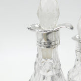 Victorian Large Sterling Silver Glass Complete Cruet Set 1859 Sheffield Antique