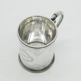 Victorian Sterling Silver Floral Pattern Christening Mug Antique 1866 London