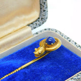 Victorian Boxed 15ct Gold & Lapis Lazuli Snake Serpent Stick Pin Antique c1880s