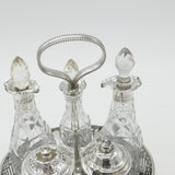Victorian Large Sterling Silver Glass Complete Cruet Set 1859 Sheffield Antique