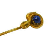 Victorian Boxed 15ct Gold & Lapis Lazuli Snake Serpent Stick Pin Antique c1880s