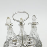 Victorian Large Sterling Silver Glass Complete Cruet Set 1859 Sheffield Antique