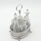 Victorian Large Sterling Silver Glass Complete Cruet Set 1859 Sheffield Antique