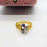 18ct Yellow Gold Modernist Sapphire & Diamond Set Ring 1971 London Vintage