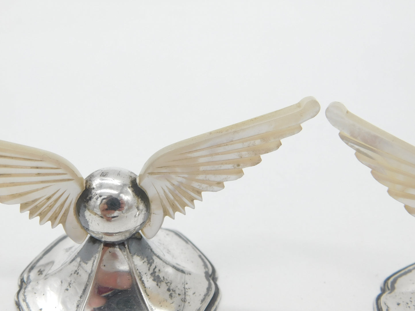 Edwardian Sterling Silver & Mother of Pearl Wing Form Knife Rests 1909 Sheffield