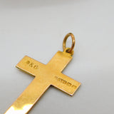 Victorian 9ct Yellow Gold Floral Pattern Cross Pendant Antique 1868 Birmingham
