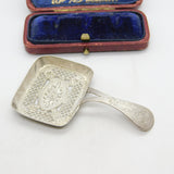 Georgian Sterling Silver Floral Tea Caddy Spoon 1809 Birmingham Antique