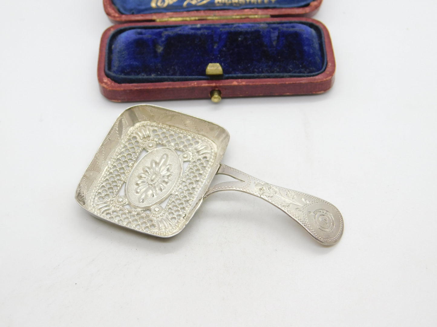 Georgian Sterling Silver Floral Tea Caddy Spoon 1809 Birmingham Antique