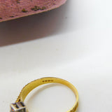 18ct Yellow Gold Modernist Sapphire & Diamond Set Ring 1971 London Vintage