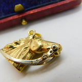 9ct Yellow Gold Large Race Horse's Head Charm Pendant 1979 Birmingham