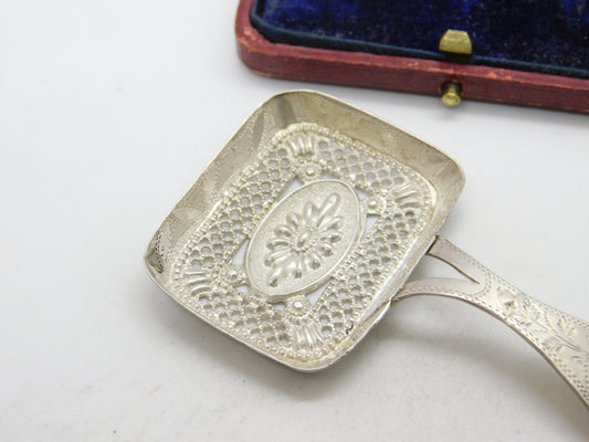 Georgian Sterling Silver Floral Tea Caddy Spoon 1809 Birmingham Antique