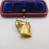 9ct Yellow Gold Large Race Horse's Head Charm Pendant 1979 Birmingham