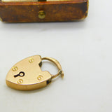 Edwardian 9ct Rose Gold Heart Lock Charm Clasp Antique 1908 Birmingham