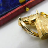 9ct Yellow Gold Large Race Horse's Head Charm Pendant 1979 Birmingham