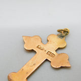 Victorian 9ct Rose Gold Floral Pattern Cross Pendant Antique c1880